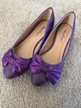 Angel Steps Purple Bow Ballet Flats